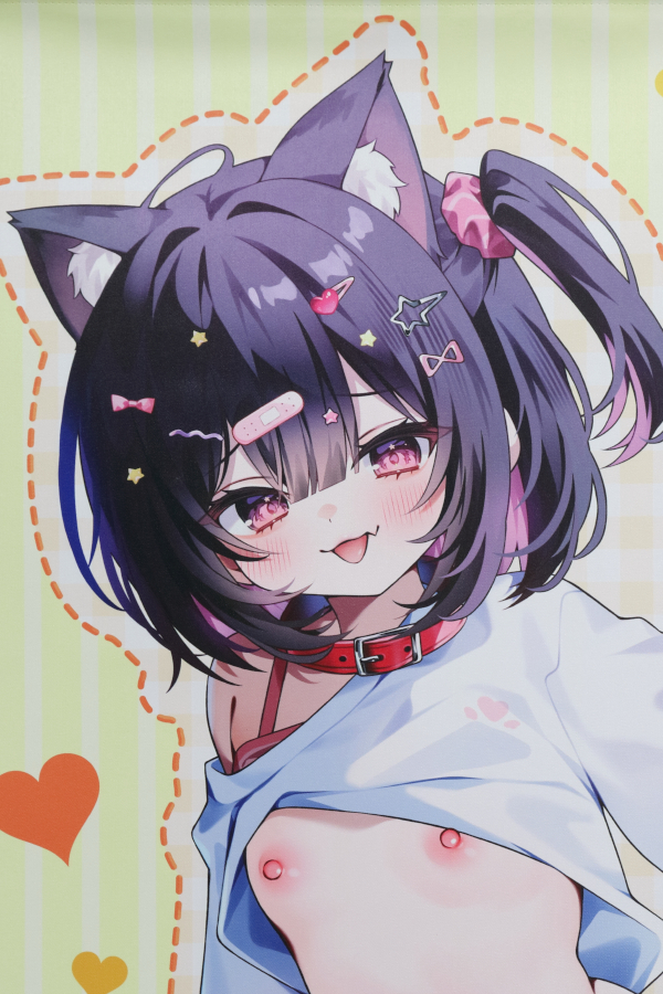 【レビュー】chihiro 2026年1月30日「どっち萌アート」新規グッズ(成年向け) Wスエードタペストリー (猫りん堂)_表面バストアップ