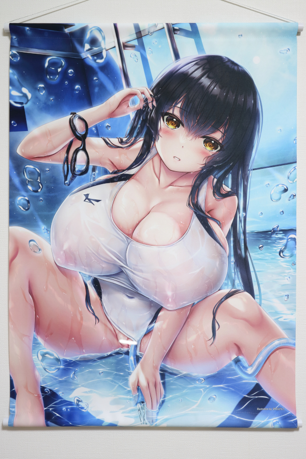 【レビュー】卯花ぽちこ 二人きりドキドキプール掃除タペストリー 白競泳水着エッチVer(SJあり) (chupa!cavla)_全体