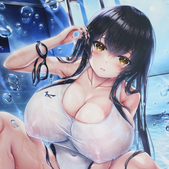 【レビュー】卯花ぽちこ 二人きりドキドキプール掃除タペストリー 白競泳水着エッチVer(SJあり) (chupa!cavla)_バストアップ